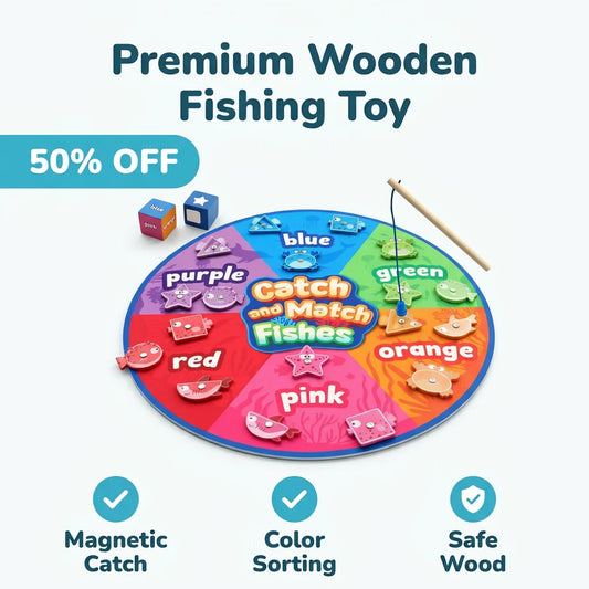 SmartFish™ - Magnetic Wooden Fishing Game for Color and Shape Sorting