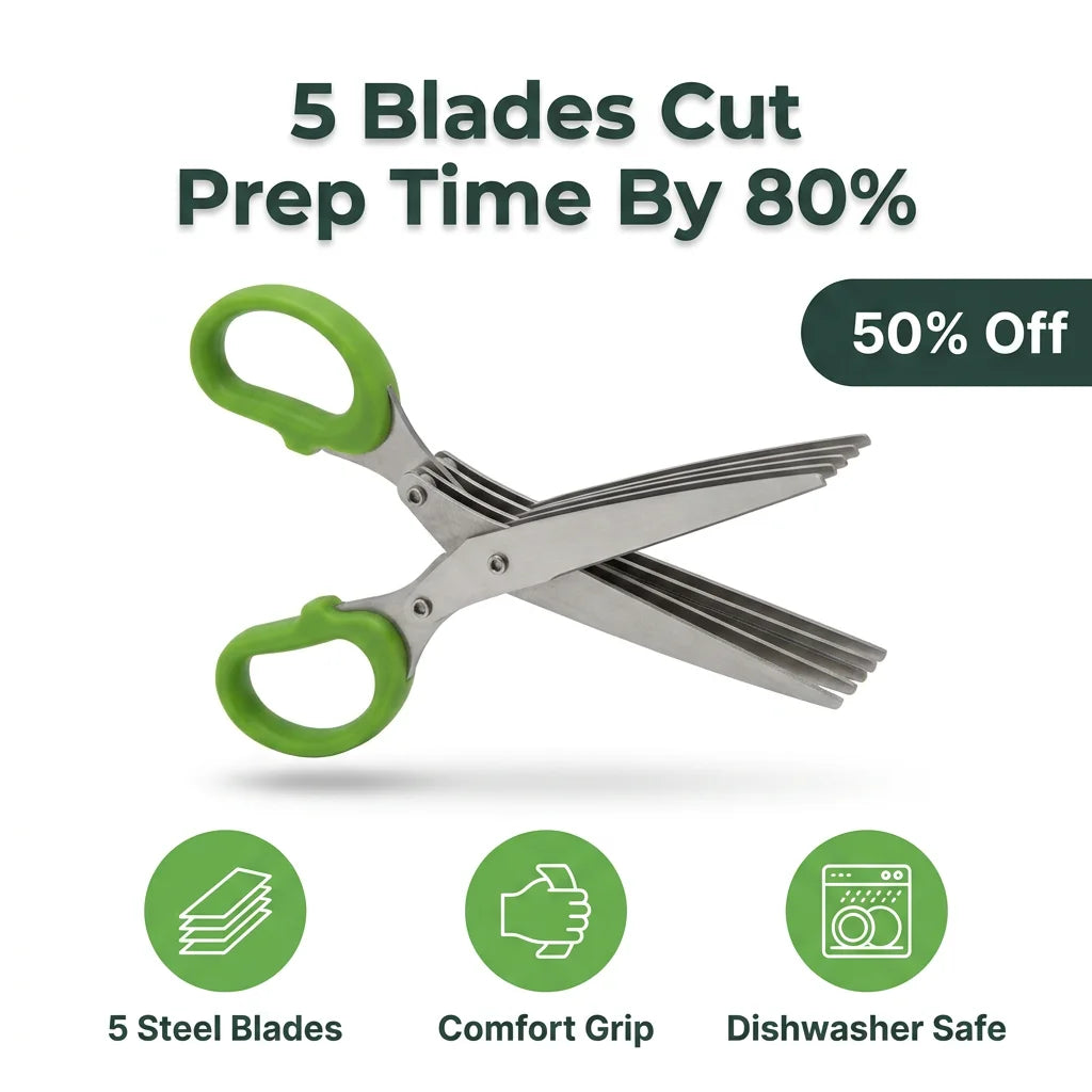 MultiCut™ - 5 Blade Precision Herb Scissors For Easy Cooking