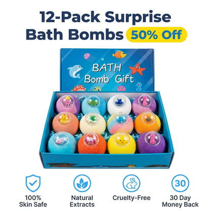 MaxFoam™ - 12-Piece Surprise Bath Bomb Set for Kids