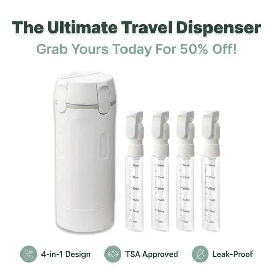 TravelFit™ - 液漏れ防止4-in-1トイレタリーディスペンサー