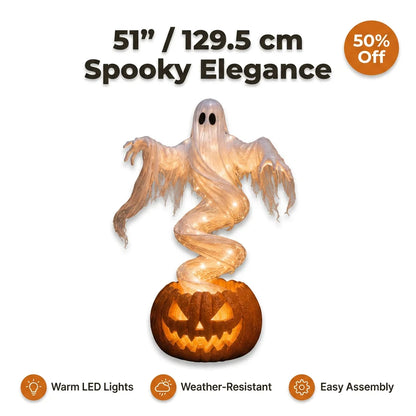 GlowSpirit™ - 51in Lighted Rising Ghost and Pumpkin Yard Lamp