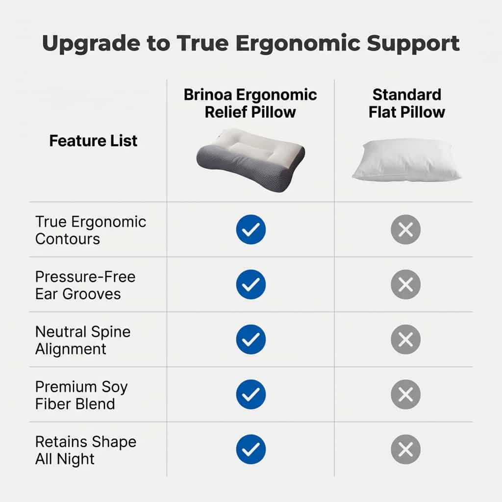 Brinoa Ergonomic Relief Pillow - Relieves Neck & Shoulder Pain
