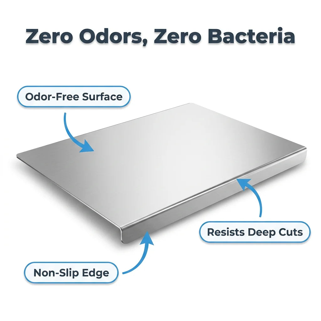 Stainless Steel Chopping Board - Non-Slip Kitchen Board