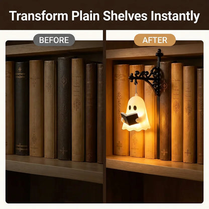GhostGlow™ - Whimsical Shelf Lantern with No-Drill Bookend