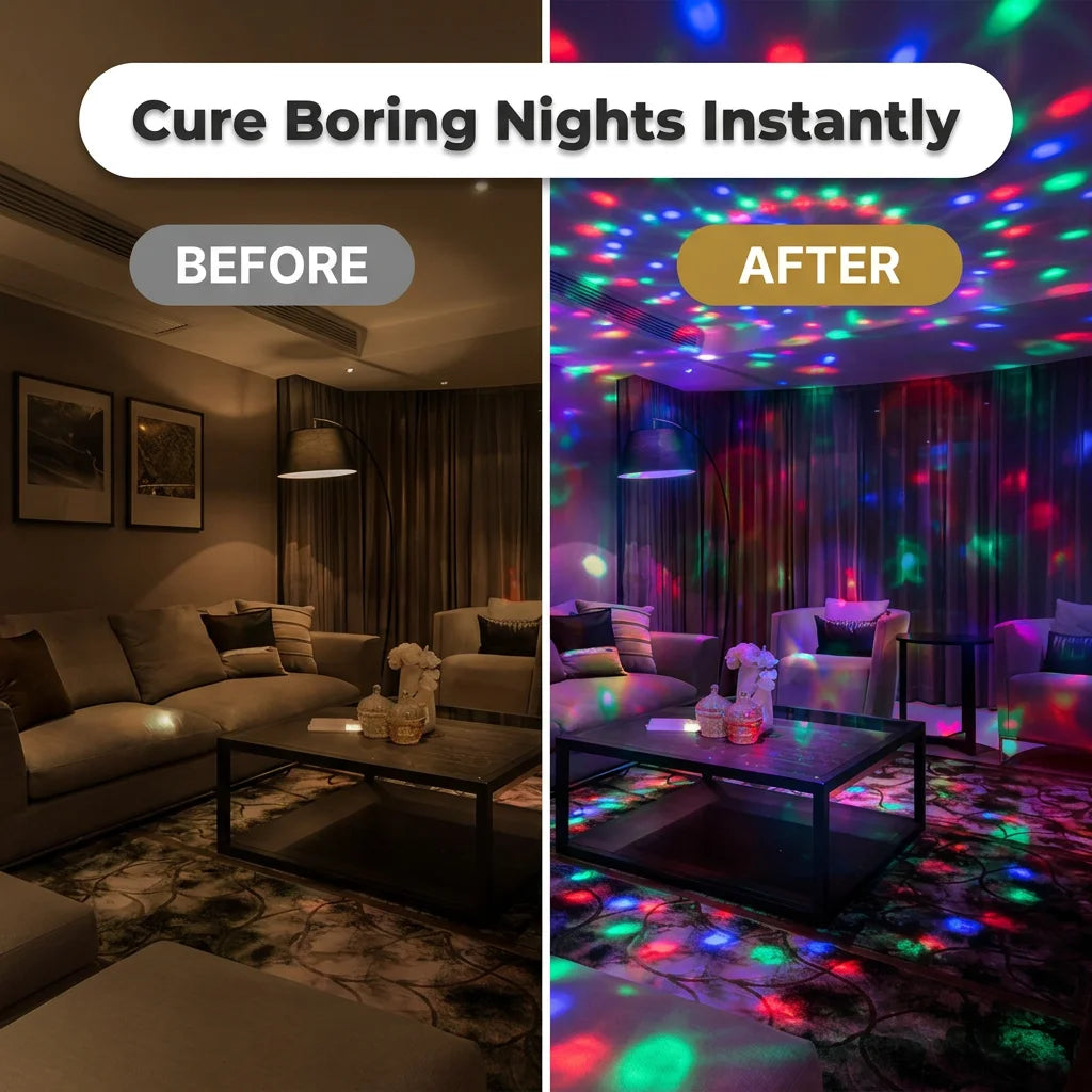 PartySpin™ - Instant rotating RGB strobe light for any room