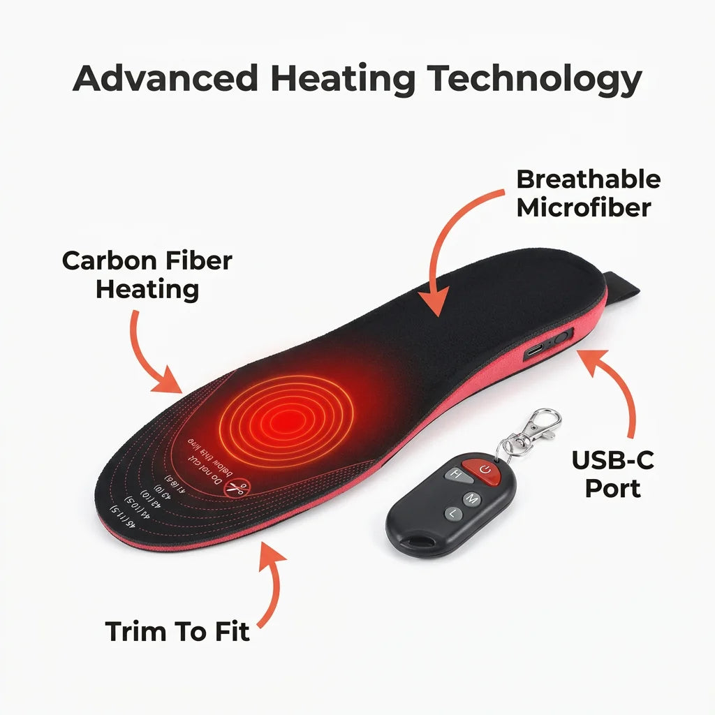 HotSole™ - Rechargeable heated insoles with wireless remote control