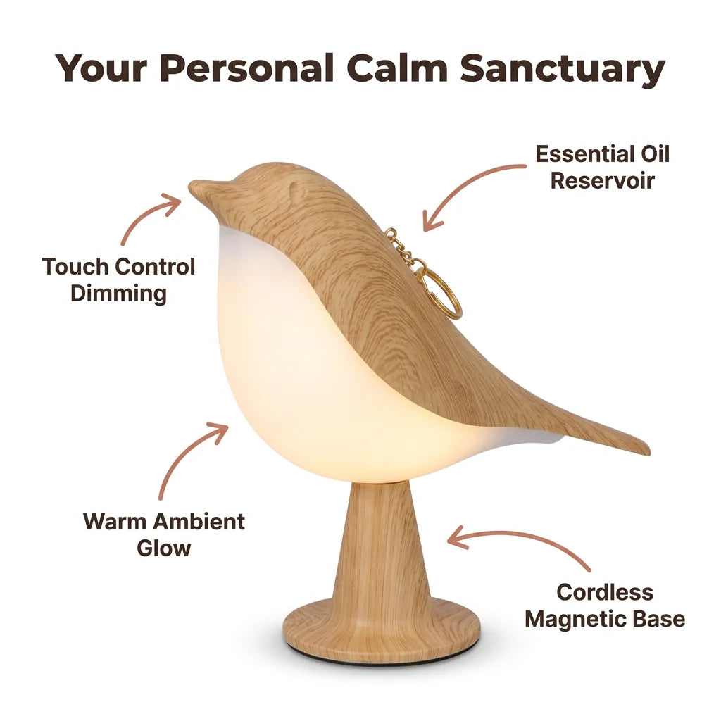 ZenLight™ - Cordless Bird-Shaped Lamp with Aromatherapy Diffuser