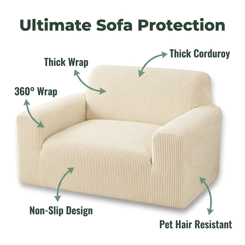 SoftFit™ - Soft Corduroy Sofa Cover, Universal Stretch Fit