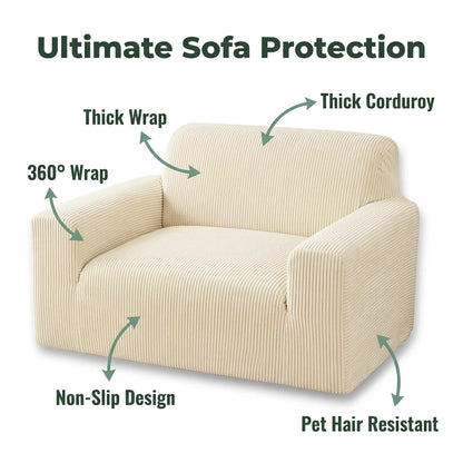 SoftFit™ - Soft Corduroy Sofa Cover, Universal Stretch Fit