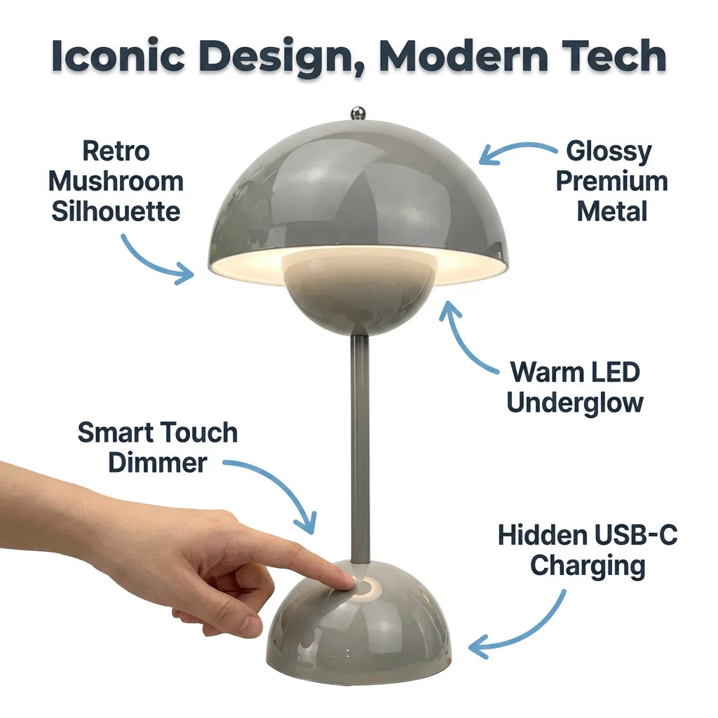 FlexLamp™ - Cordless Retro Touch-Dimming Table Lamp