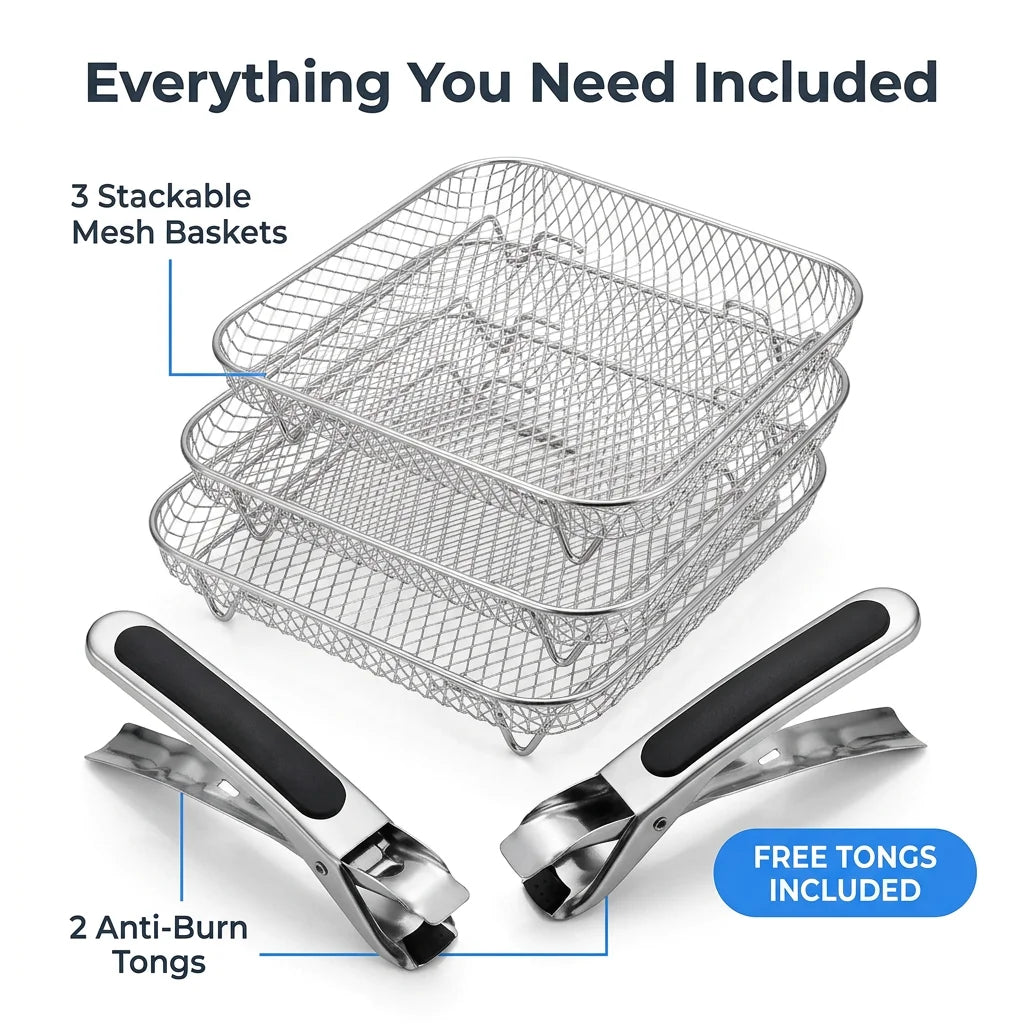 AirStack™ - Stackable air fryer baskets for multi-level cooking