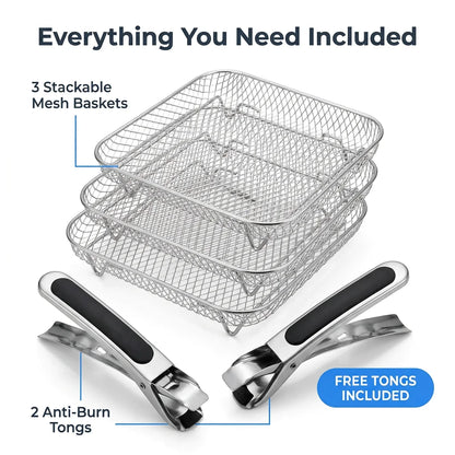 AirStack™ - Stackable air fryer baskets for multi-level cooking