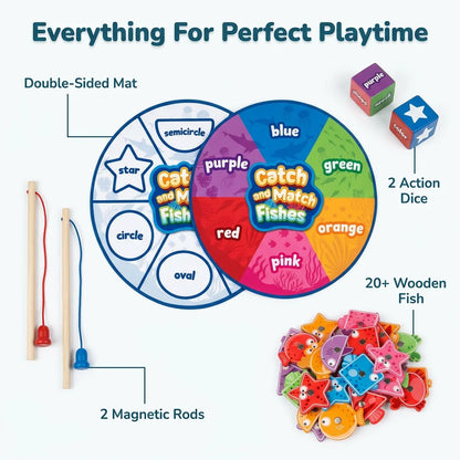 SmartFish™ - Magnetic Wooden Fishing Game for Color and Shape Sorting