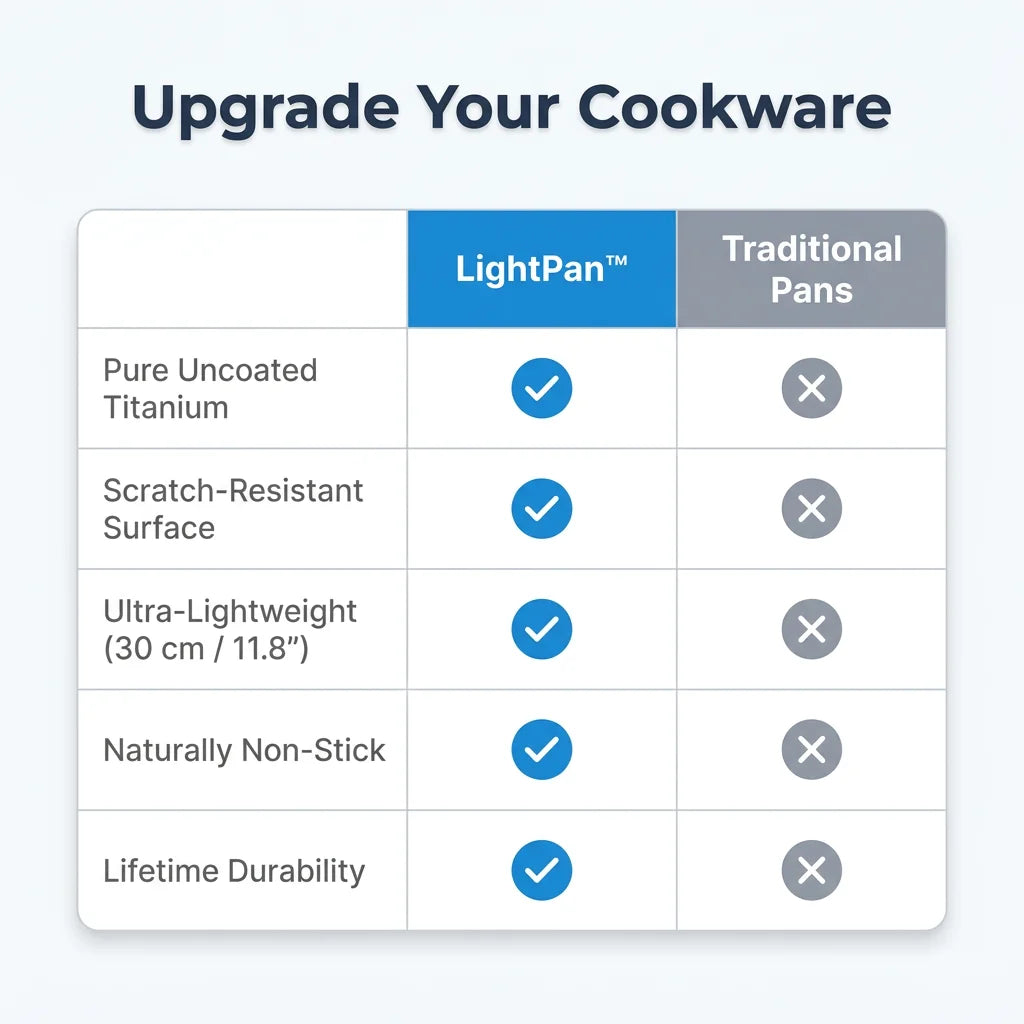 LightPan™ - 100% Pure Titanium Wok, Naturally Non-Stick