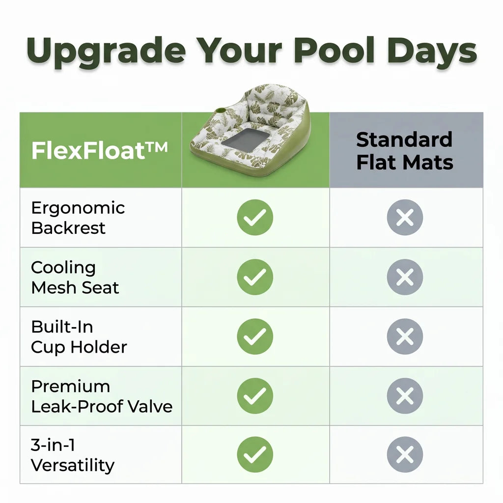 FlexFloat™ - Versatile 3-in-1 pool lounge with ergonomic mesh design