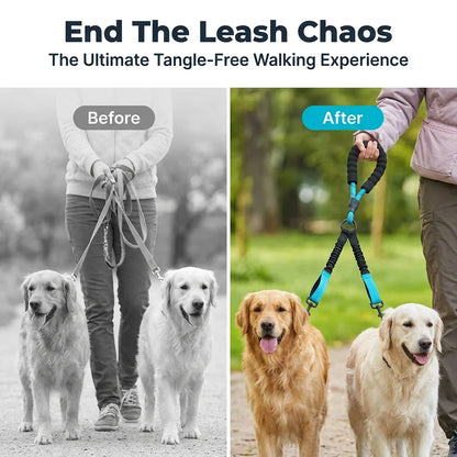 DualFlex™ - Tangle-Free Dual Dog Leash with 360° Swivel Connector