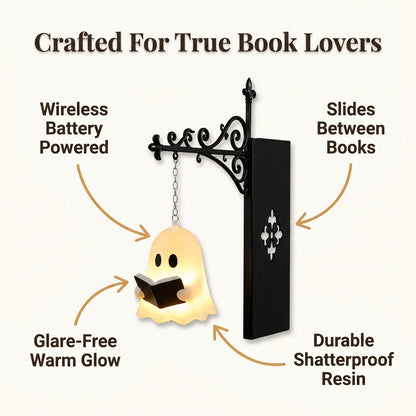 GhostGlow™ - Whimsical Shelf Lantern with No-Drill Bookend