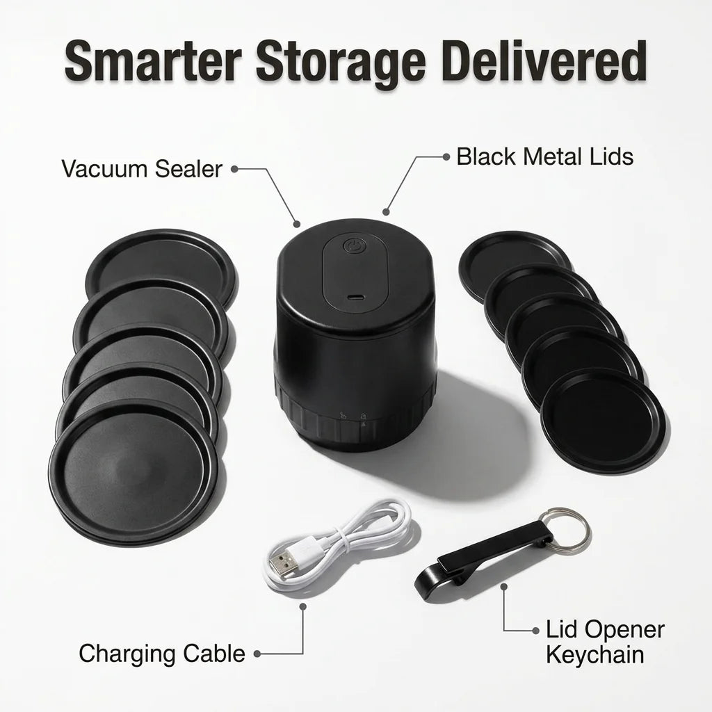 JarGuard™ - Cordless Mason Jar Vacuum Sealer Kit