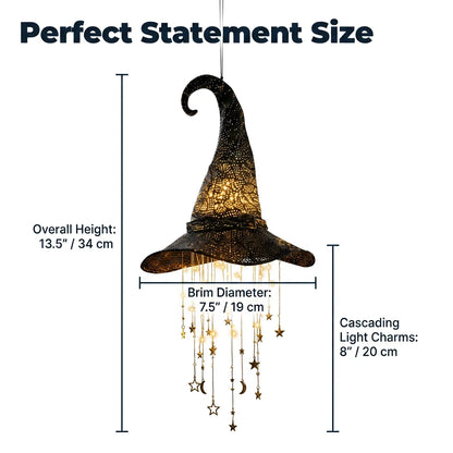 WitchGlow™ - Battery-powered hanging witch hat with cascading stars