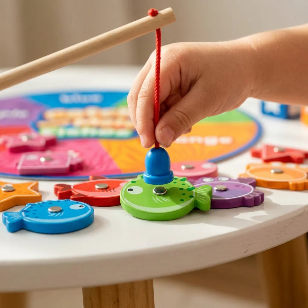 SmartFish™ - Magnetic Wooden Fishing Game for Color and Shape Sorting