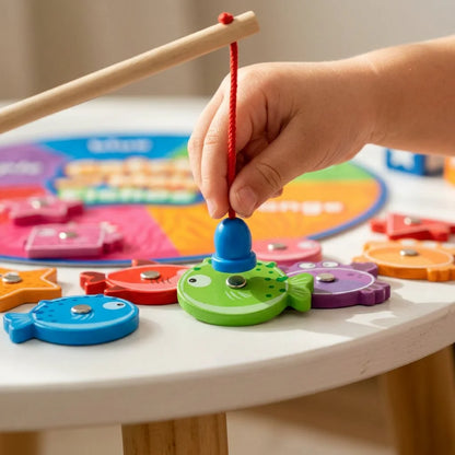 SmartFish™ - Magnetic Wooden Fishing Game for Color and Shape Sorting