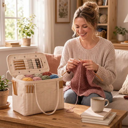 KnitShield™ - Premium Canvas Needle Organizer Bag