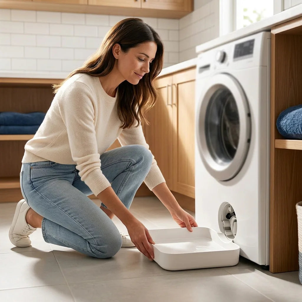 SpillShield™ - Čisticí tácek pro filtr pračky bez nepořádku
