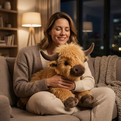 Anti-Stress Highland Cow Plush – Calming Sleep Companion