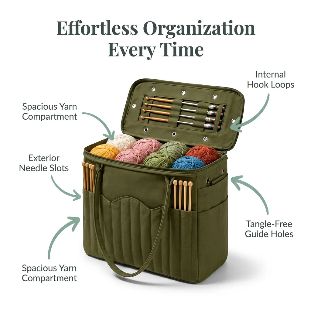 KnitShield™ - Premium Canvas Needle Organizer Bag