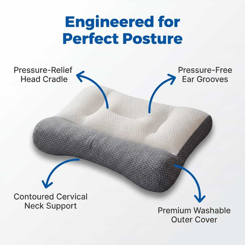 Brinoa Ergonomic Relief Pillow - Relieves Neck & Shoulder Pain