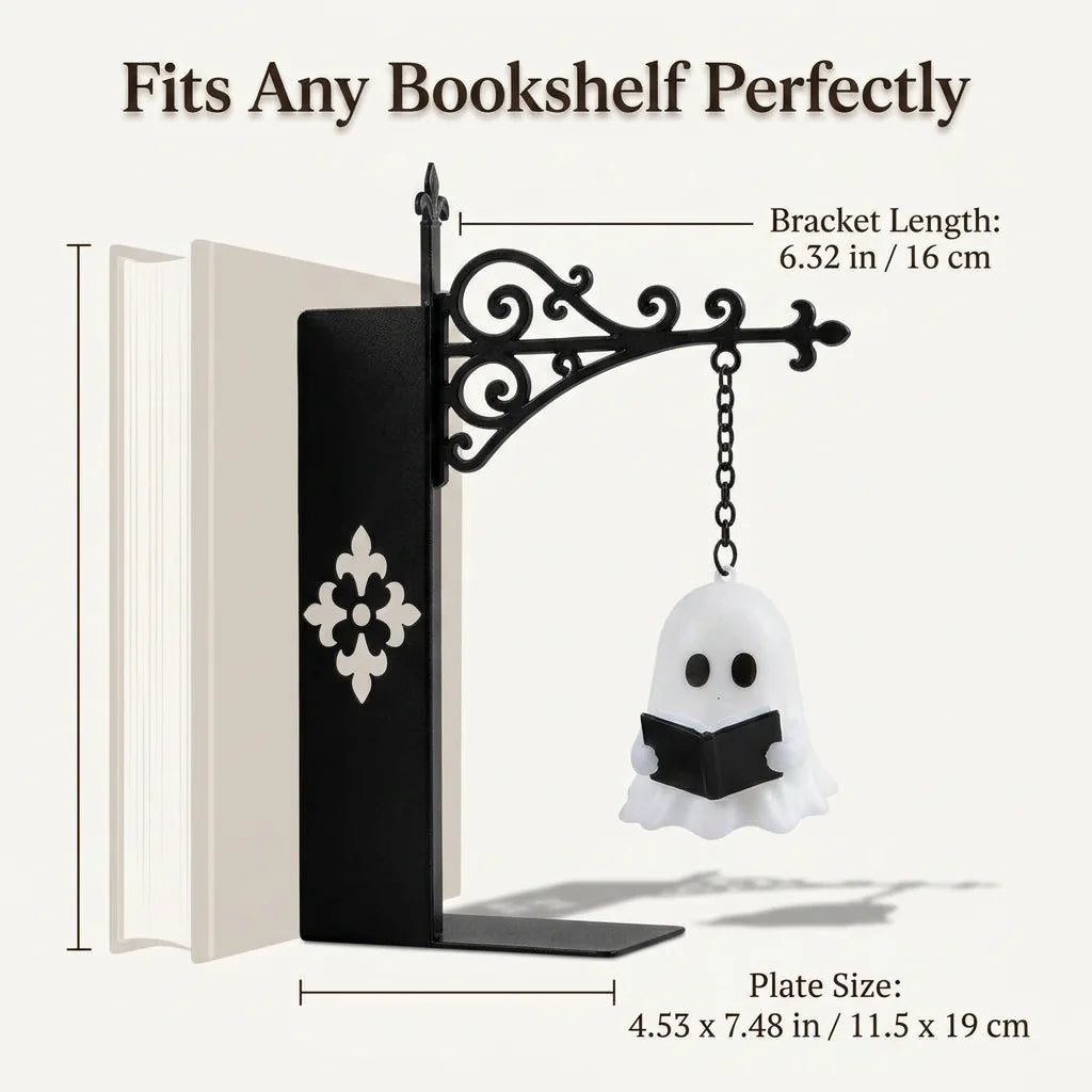GhostGlow™ - Whimsical shelf lantern with a no-drill bookend design