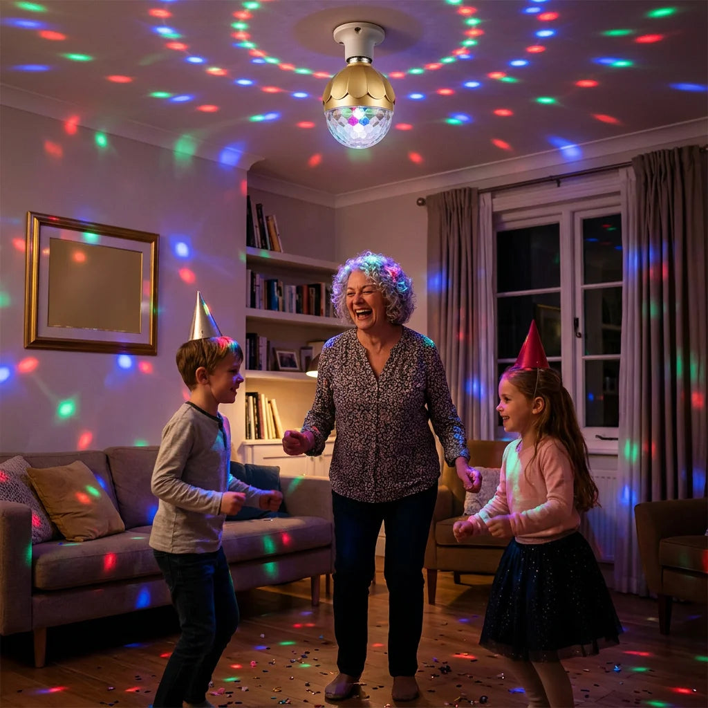 PartySpin™ - Instant rotating RGB strobe light for any room