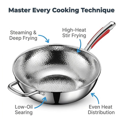 LightPan™ - 100% Pure Titanium Wok, Naturally Non-Stick