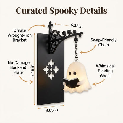 GhostGlow™ - Whimsical shelf lantern with a no-drill bookend design