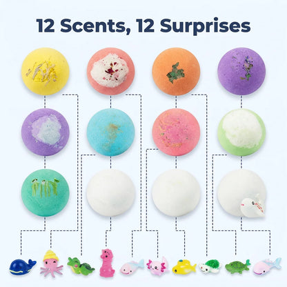 MaxFoam™ - 12-Piece Surprise Bath Bomb Set for Kids