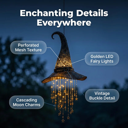 WitchGlow™ - Battery-powered hanging witch hat with cascading stars
