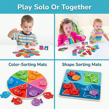 SmartFish™ - Magnetic Wooden Fishing Game for Color and Shape Sorting