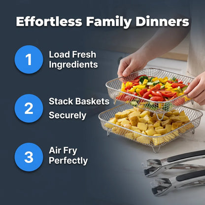 AirStack™ - Stackable air fryer baskets for multi-level cooking