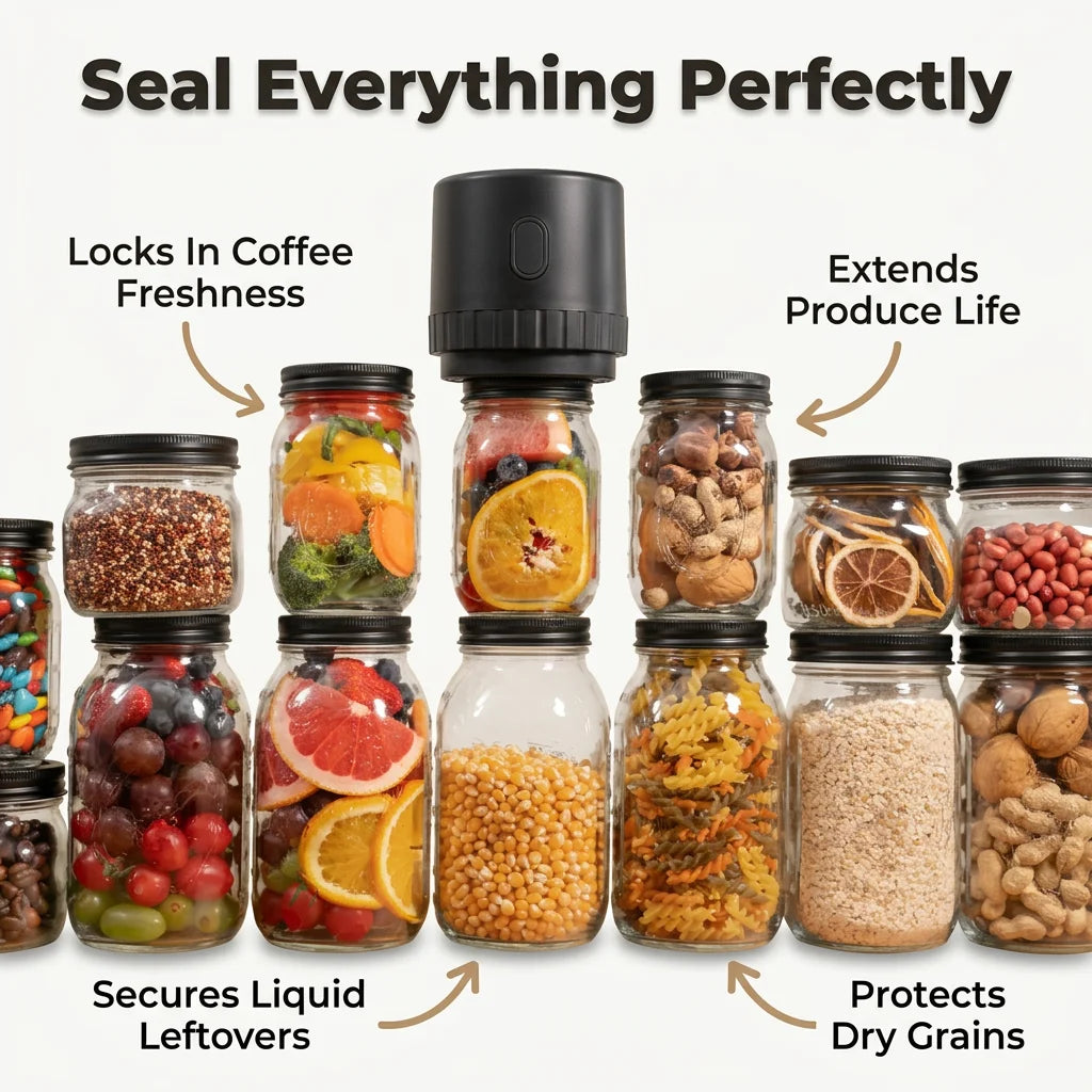 JarGuard™ - Cordless Mason Jar Vacuum Sealer Kit