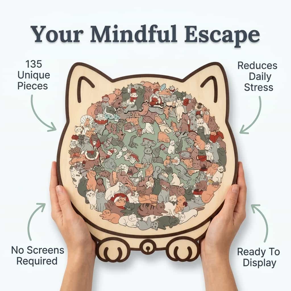 CatCraft™ - Premium 135-piece wooden cat puzzle