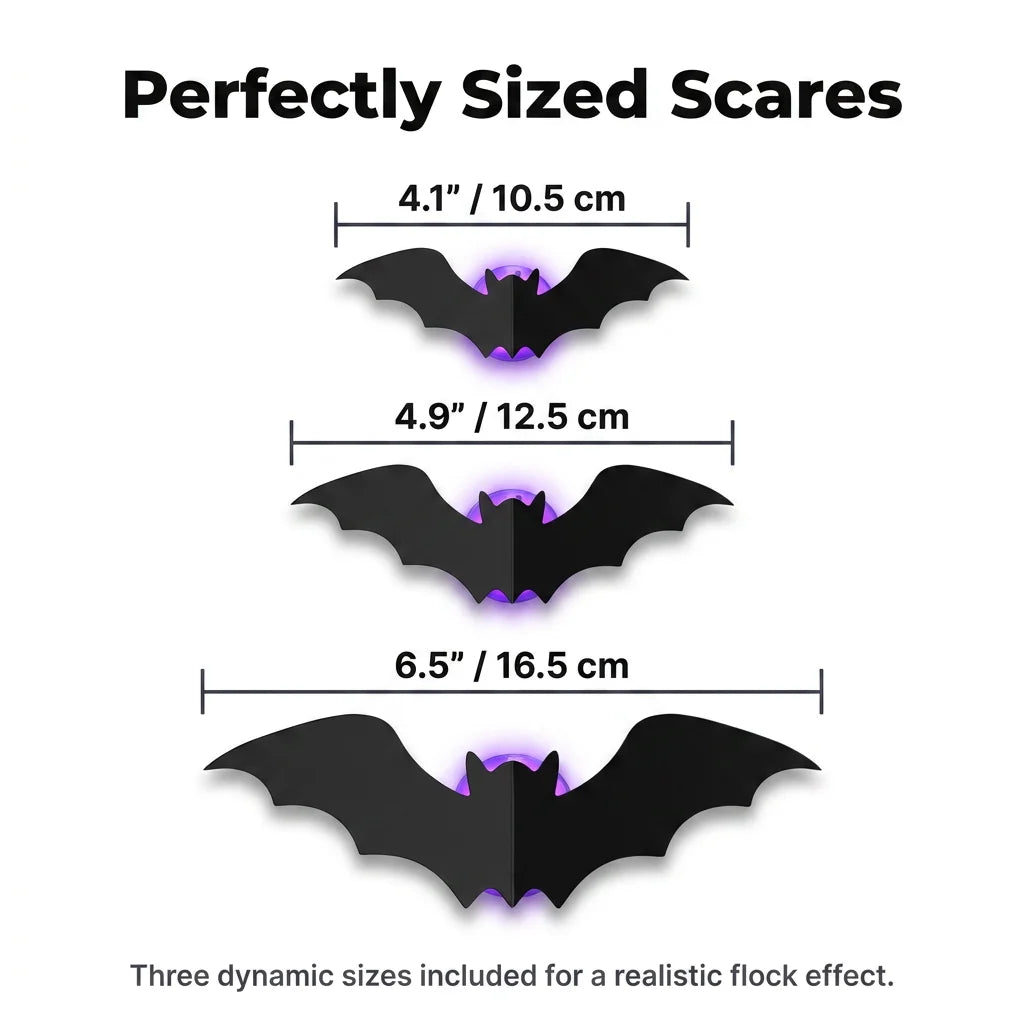 StickBat™ - 12 Glowing LED Halloween Bats with Damage-Free Adhesive