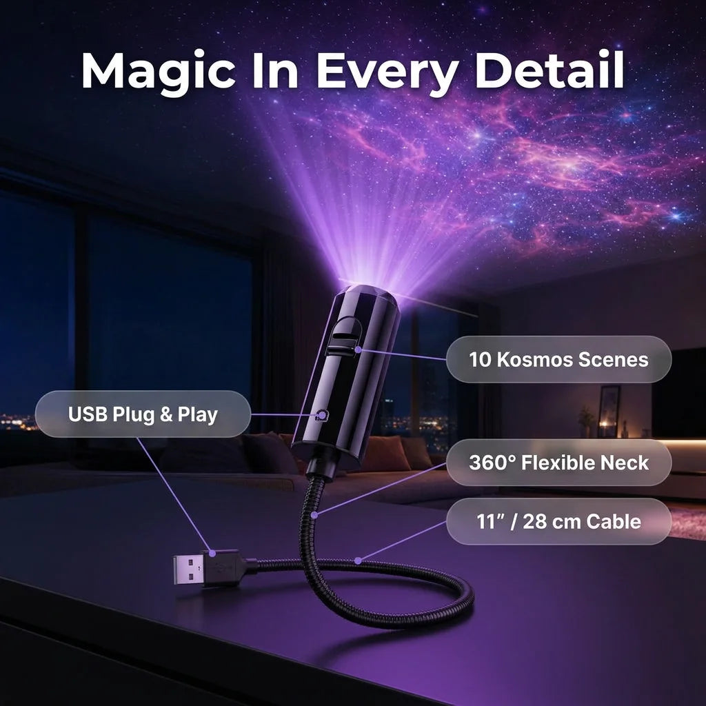 LED star projector with 10 projection slides