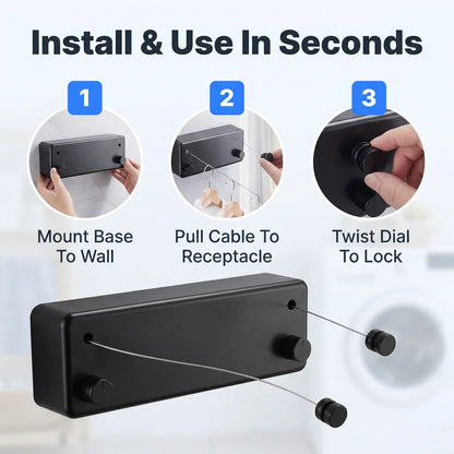 QuickCord™ - Retractable 4-meter clothesline for space-saving laundry