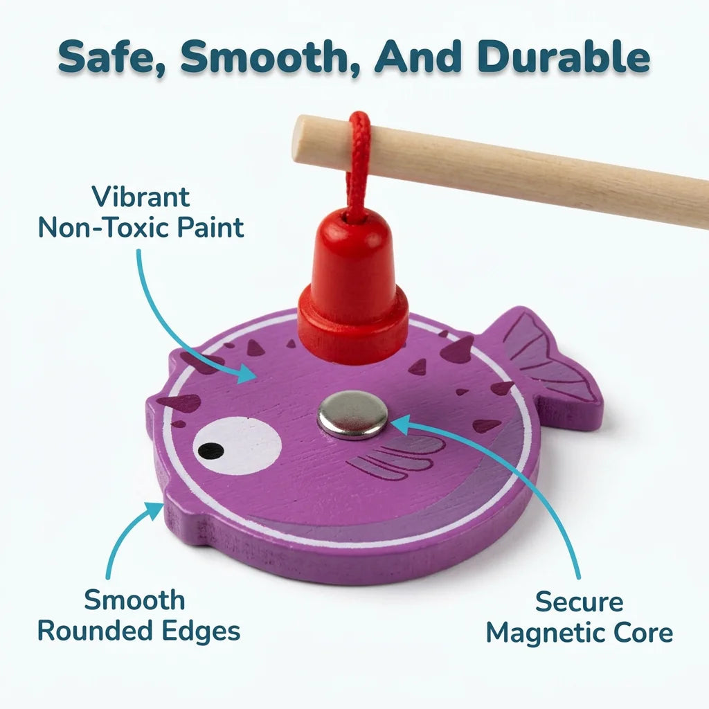 SmartFish™ - Magnetic Wooden Fishing Game for Color and Shape Sorting