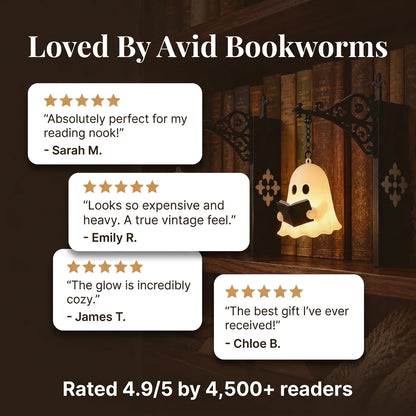 GhostGlow™ - Whimsical shelf lantern with a no-drill bookend design