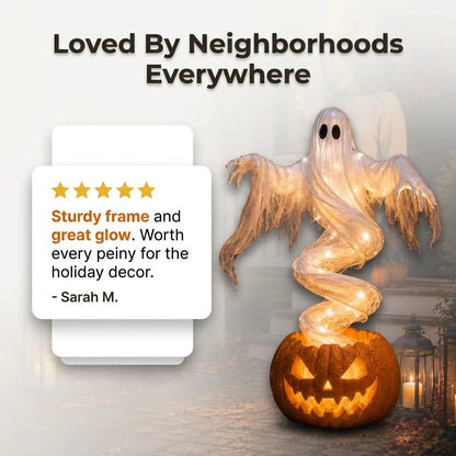 GlowSpirit™ - 51in Lighted Rising Ghost and Pumpkin Yard Lamp