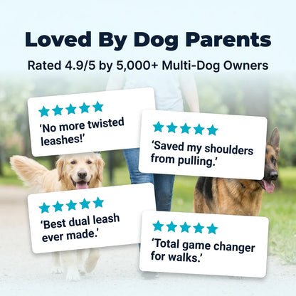 DualFlex™ - Tangle-Free Dual Dog Leash with 360° Swivel Connector