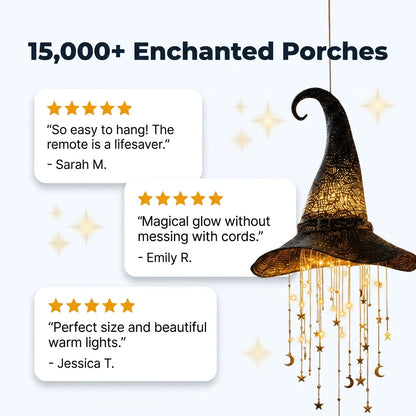 WitchGlow™ - Battery-powered hanging witch hat with cascading stars