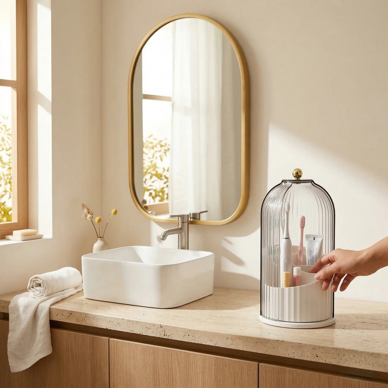 Organizator pentru vanity acoperit - Soluție inspirată de spa