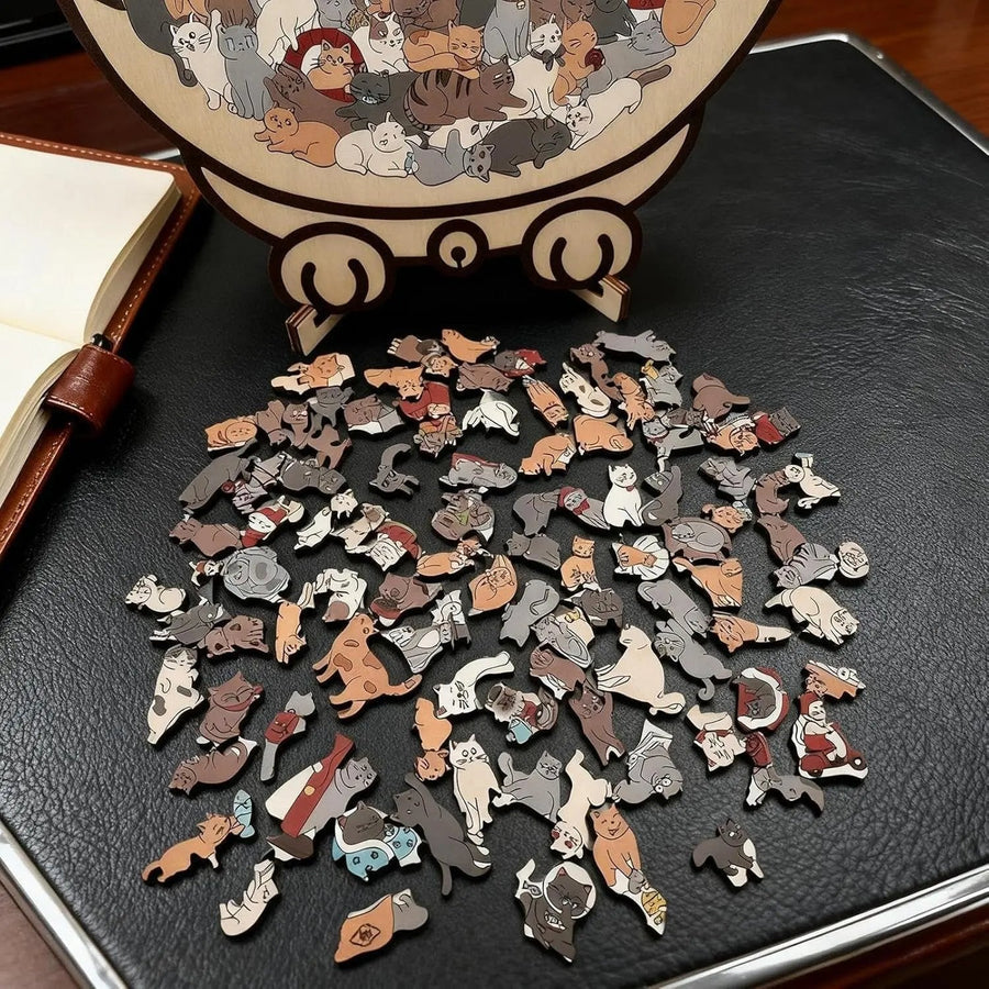 CatCraft™ - Premium 135-piece wooden cat puzzle